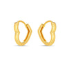 14k Yellow Gold Heart Huggie Hoops