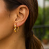 14k Yellow Gold Heart Huggie Hoops
