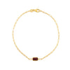 14K Yellow Gold Garnet Paperclip Bracelet (1.50 mm), view 2