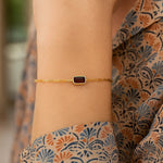 14K Yellow Gold Garnet Paperclip Bracelet (1.50 mm), view 3