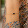 14K Yellow Gold Garnet Paperclip Bracelet (1.50 mm), view 3