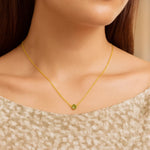 14K Yellow Gold 17 inch Necklace with Round Peridot, view 5