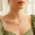 14K Yellow Gold 17 inch Necklace with Round Peridot, view 6