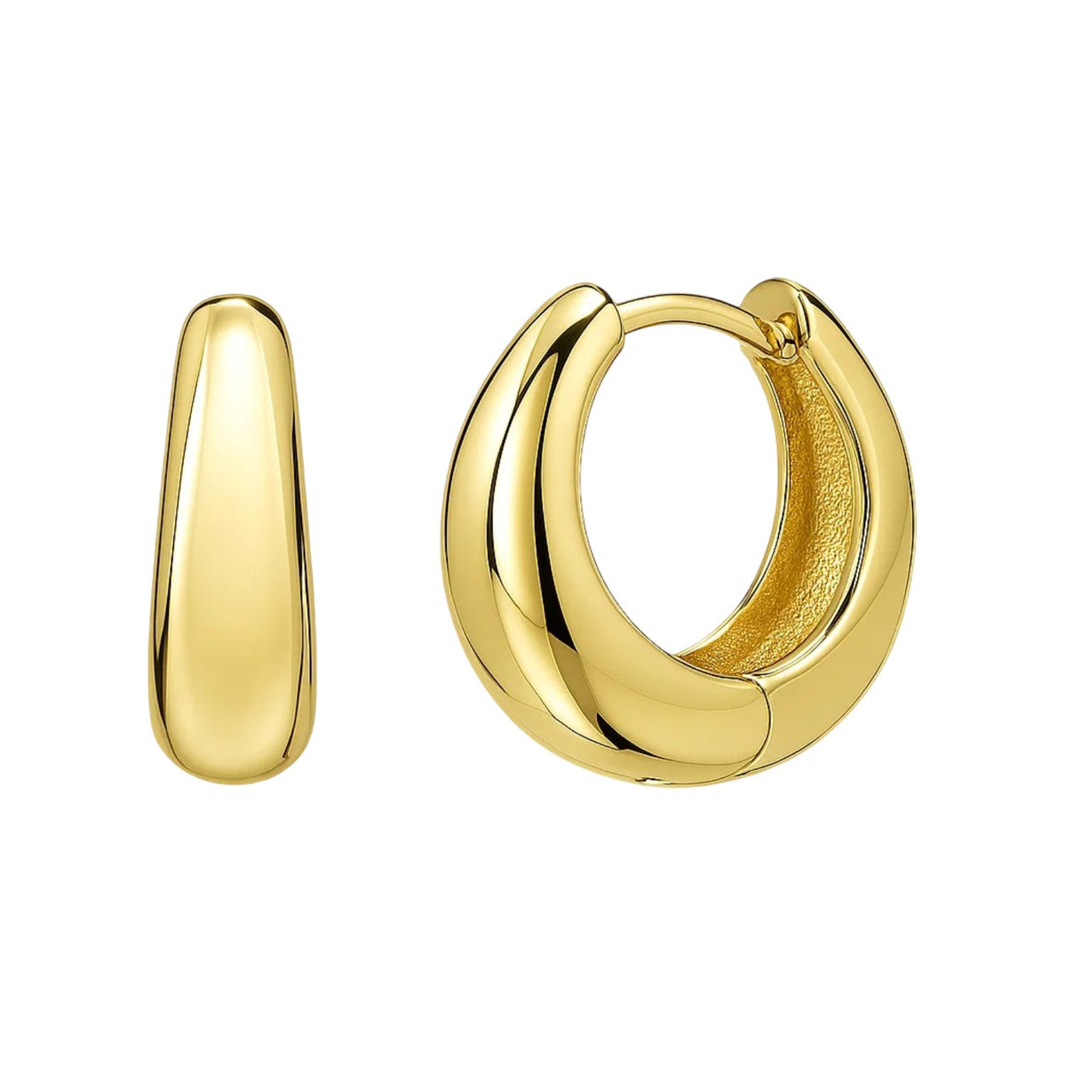 Tapered Huggie Hoop Earrings in 14K Yellow Gold, view 2