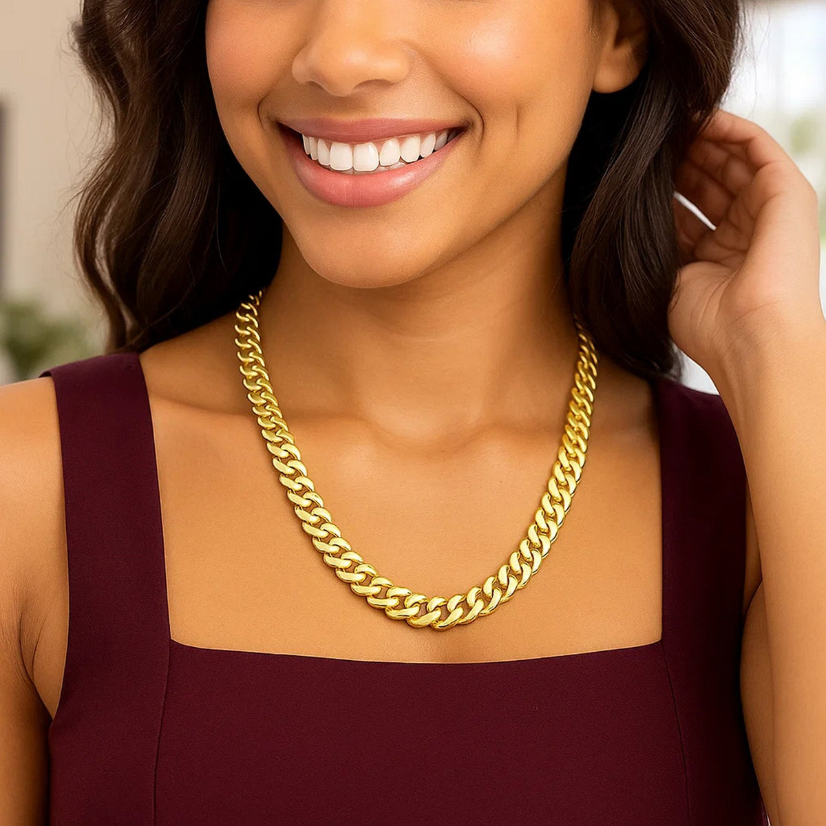 14K Yellow Gold 22 inch Polished Curb Chain Necklace, view 2
