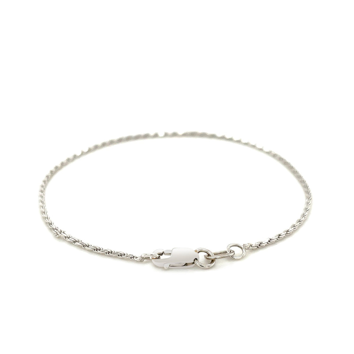 2.0mm 14K White Gold Diamond Cut Rope Anklet, view 2