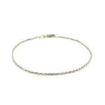 2.0mm 14K White Gold Diamond Cut Rope Anklet, view 3