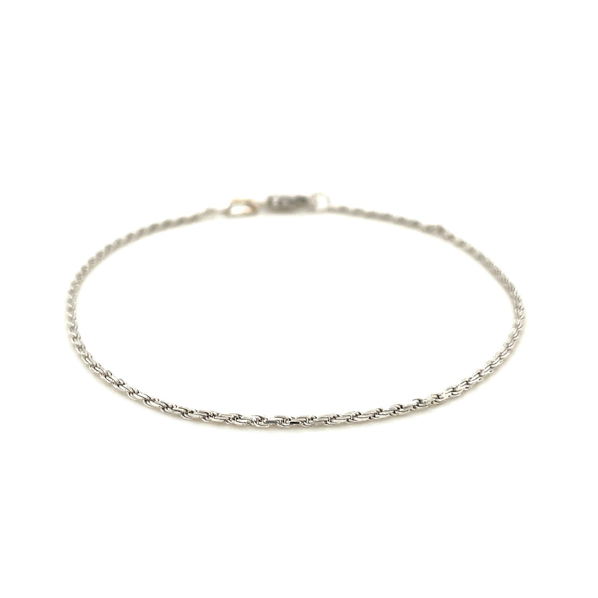 2.0mm 14K White Gold Diamond Cut Rope Anklet, view 3