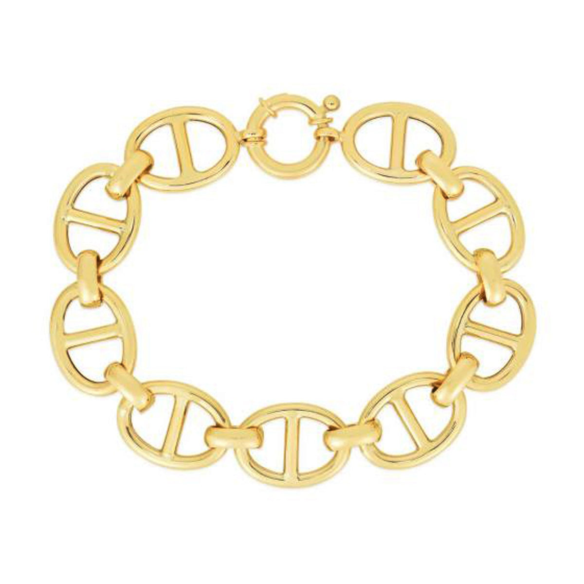 14K Yellow Gold High Polish Mariner Link Bracelet (13.80 mm)