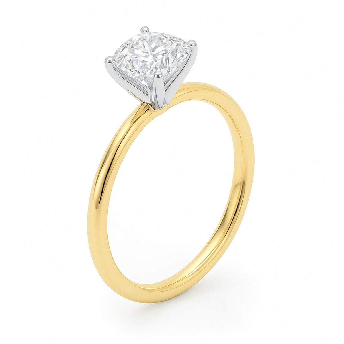 1.50Ct Cushion Lab Grown IGI G/VS1 Diamond Ring in 14K Yellow Gold, view 2