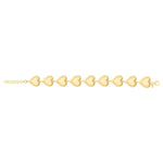 Sterling Silver Yellow Gold Plated Puffed Hearts Bracelet, view 2