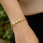 Sterling Silver Yellow Gold Plated Puffed Hearts Bracelet, view 4