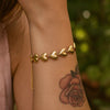 Sterling Silver Yellow Gold Plated Puffed Hearts Bracelet, view 5
