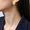 14K Yellow Gold Roman Numeral Button Stud Earrings