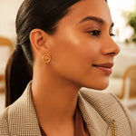 Open Circle Post Earrings in 14K Yellow Gold, view 2