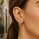 Medium Rice Hoop Earrings in 14K Yellow Gold, view 4