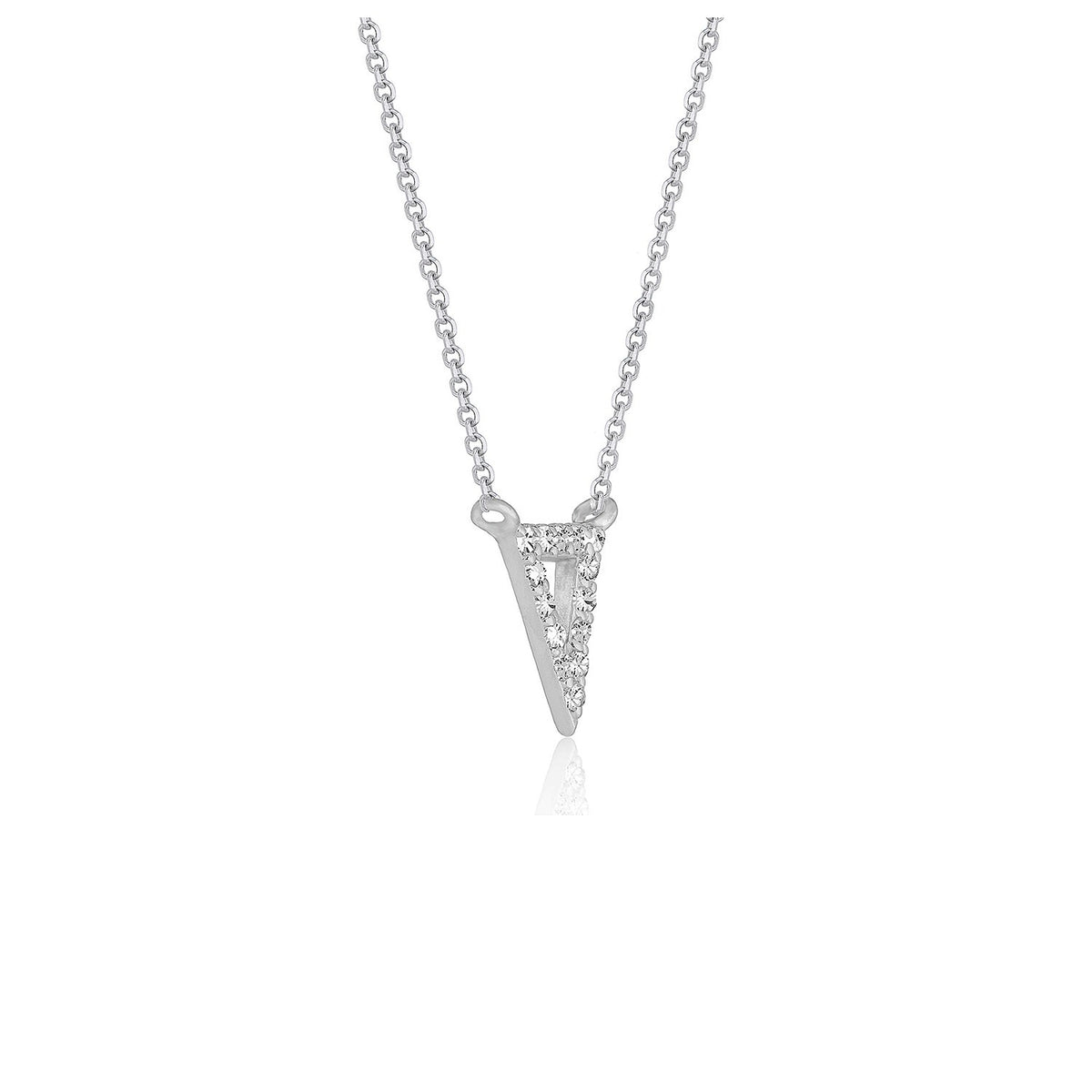Diamond Inverted Triangle Pendant in 14K White Gold, view 2