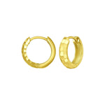 14K Yellow Gold Checkerboard Huggie Hoop Earrings