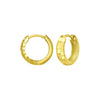 14K Yellow Gold Checkerboard Huggie Hoop Earrings