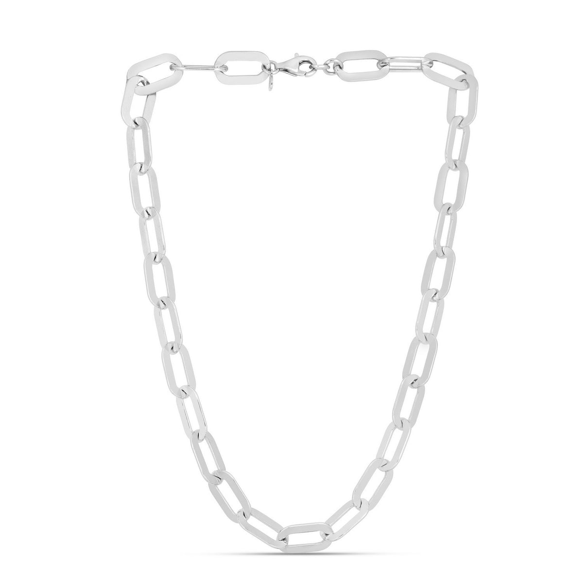 Sterling Silver Rhodium Plated Italian Link Paperclip Bracelet (10.30 mm), view 2