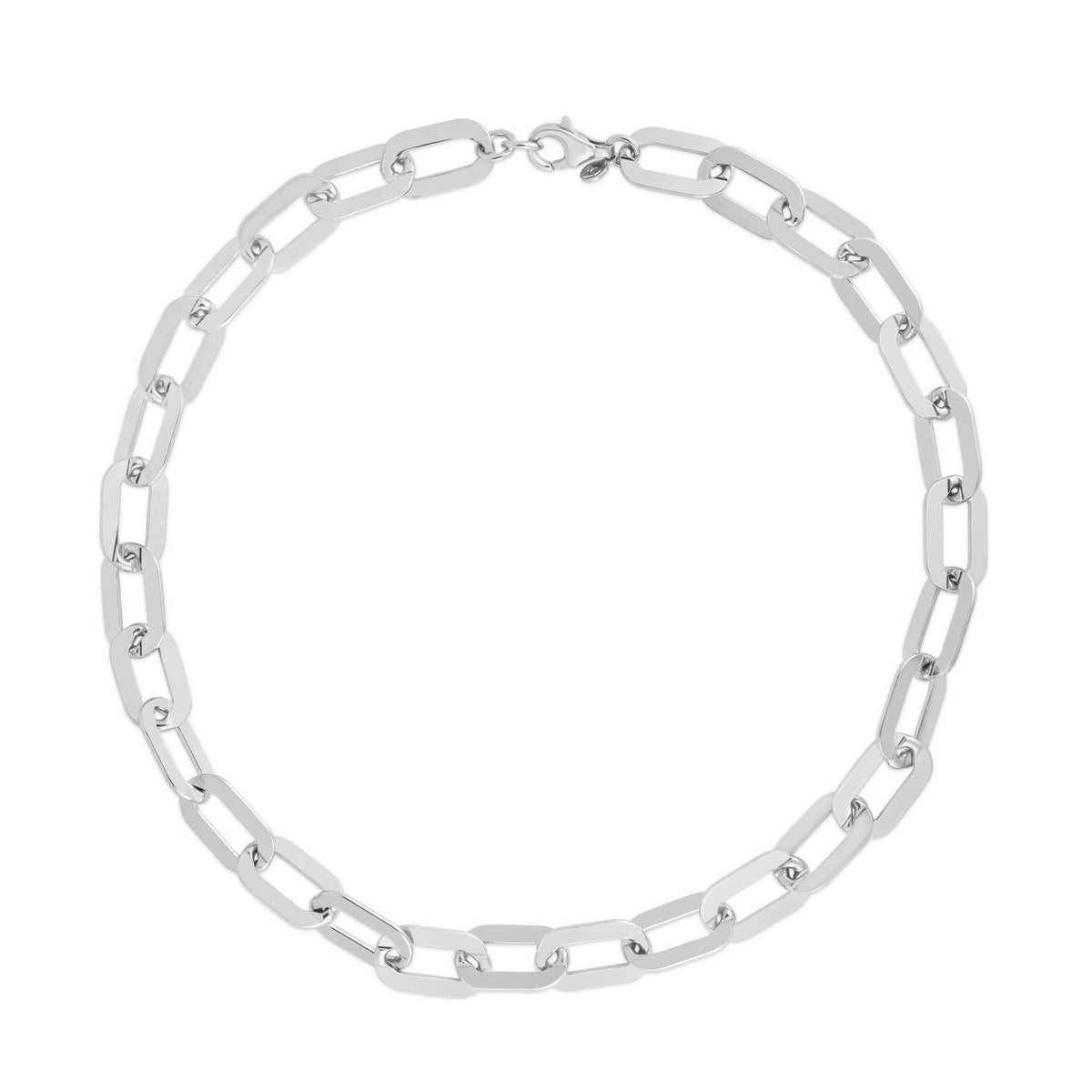Sterling Silver Rhodium Plated Italian Link Paperclip Bracelet (10.30 mm), view 3
