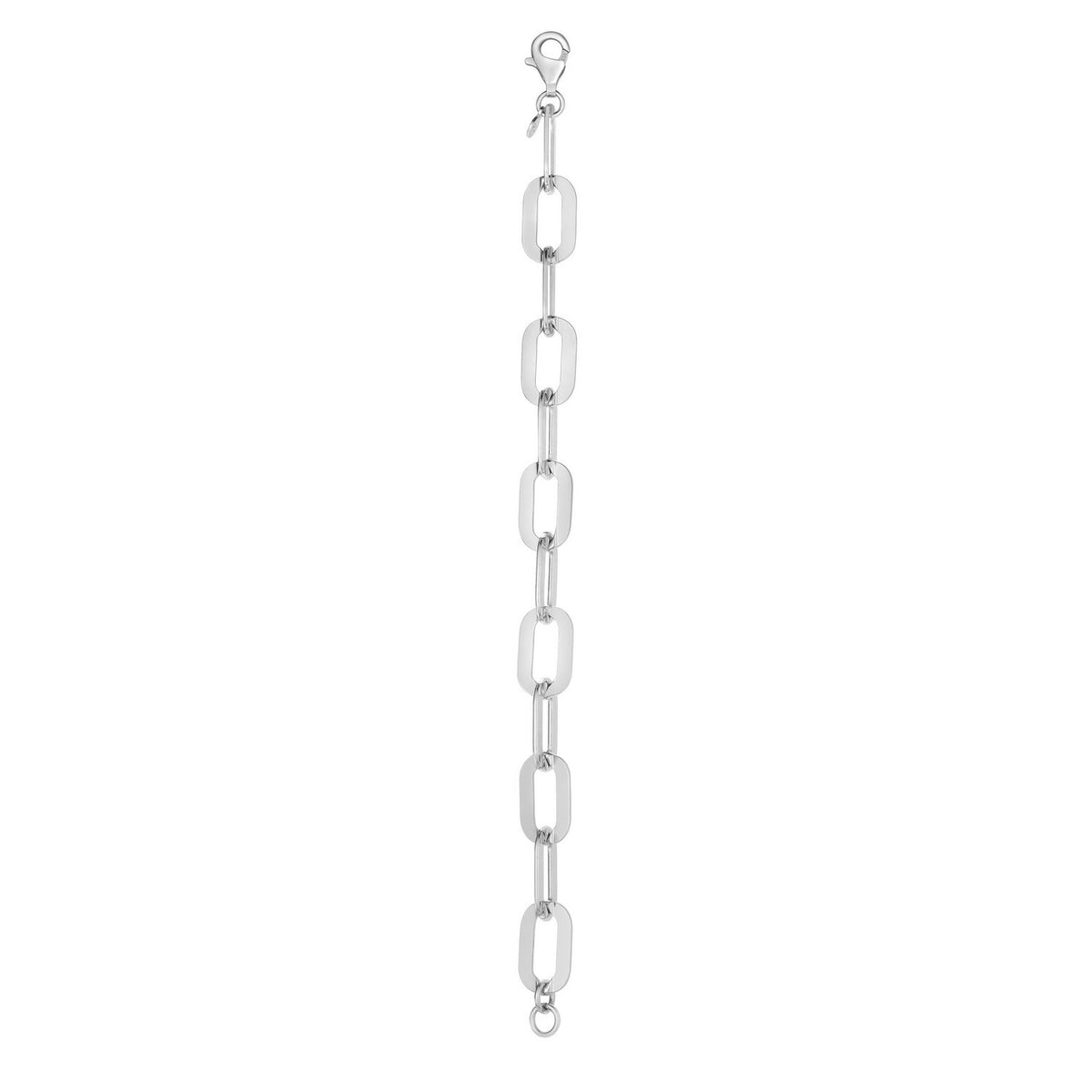 Sterling Silver Rhodium Plated Italian Link Paperclip Bracelet (10.30 mm), view 4