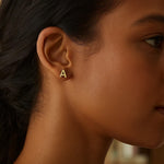 14K Yellow Gold Yours Truly Initial A Stud Earrings, view 2