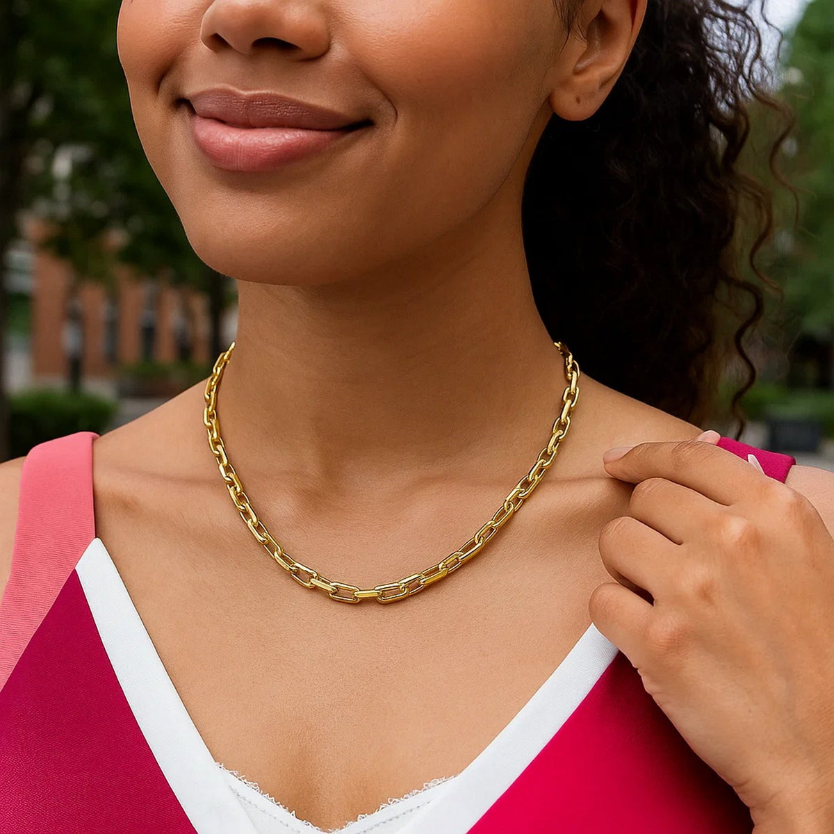 14K Yellow Gold French Cable Link Necklace (6.00 mm), view 2