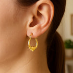 Small Heart Hoop Earrings in 14K Yellow Gold, view 2