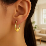 Small Heart Hoop Earrings in 14K Yellow Gold, view 3