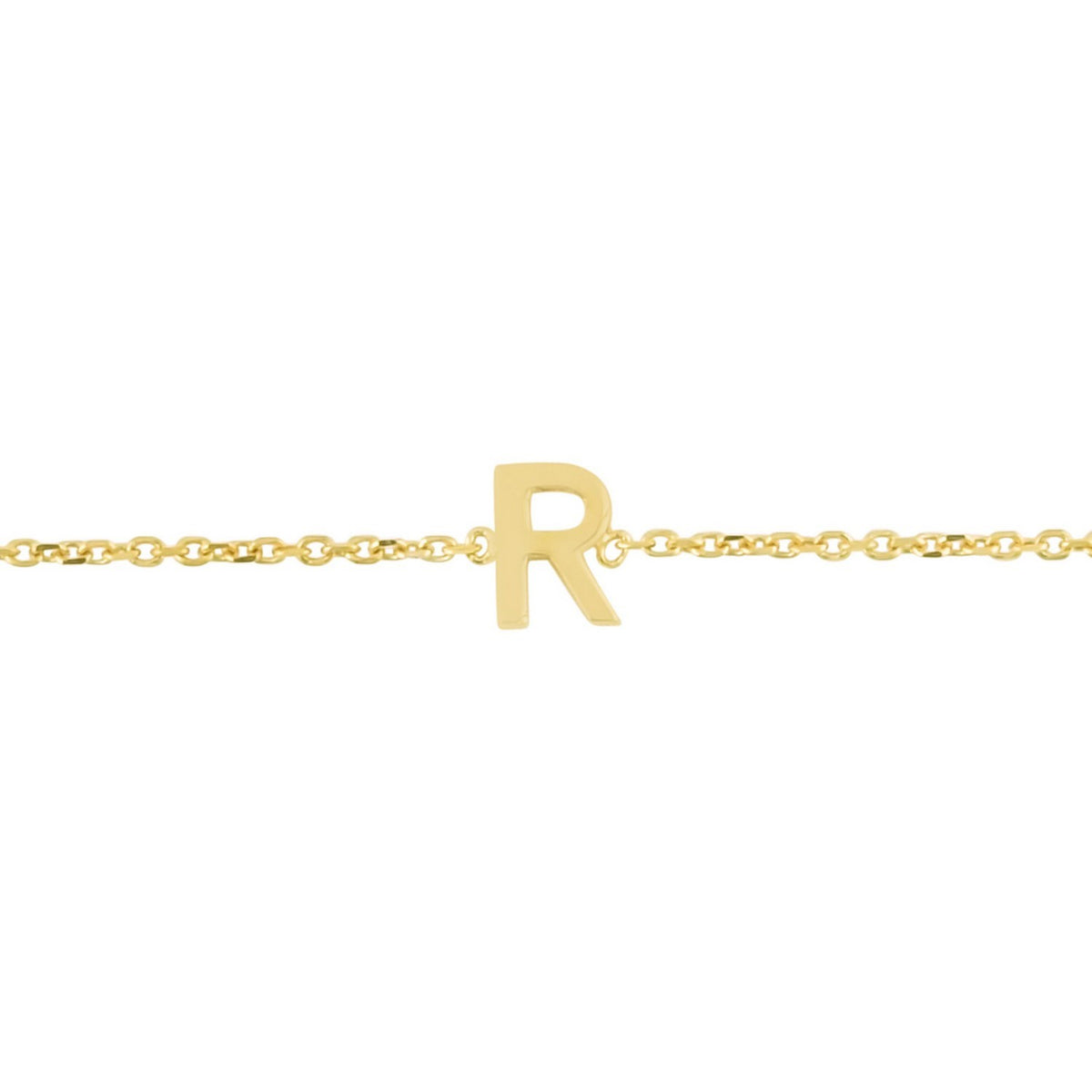 14K Yellow Gold Mini Initial R Bracelet, view 3