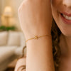 14K Yellow Gold Mini Initial R Bracelet, view 4