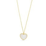 14K Yellow Gold High Polish Heart Pearl Paste Necklace