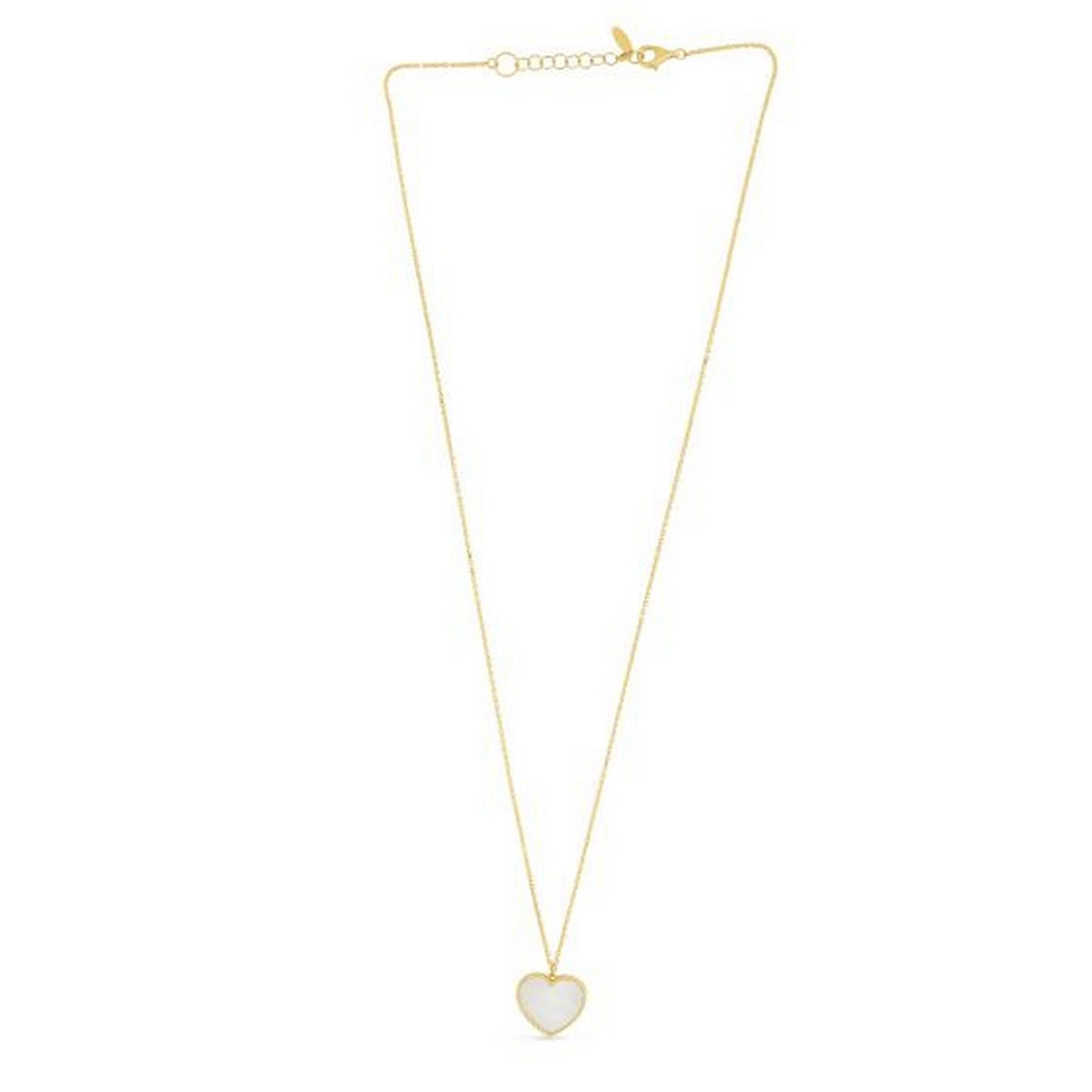14K Yellow Gold High Polish Heart Pearl Paste Necklace, view 4