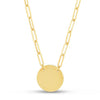 14k Yellow Gold High Polish Circle Disc Paperclip Link Necklace