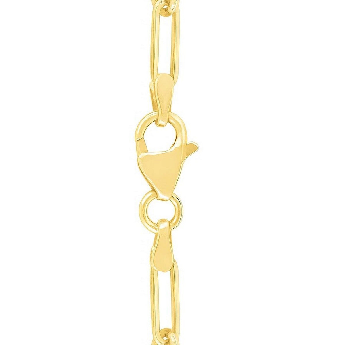 14K Yellow Gold High Polish Circle Disc Paperclip Link Necklace, view 3