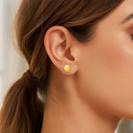 14K Yellow Gold Hexagon Stud Earrings, view 2