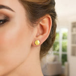 14K Yellow Gold Hexagon Stud Earrings, view 3