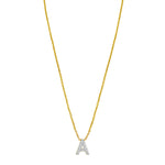 14K Yellow Gold Mini Diamond A Initial Pendant Necklace