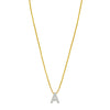 14K Yellow Gold Mini Diamond A Initial Pendant Necklace
