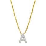 14K Yellow Gold Mini Diamond A Initial Pendant Necklace, view 3