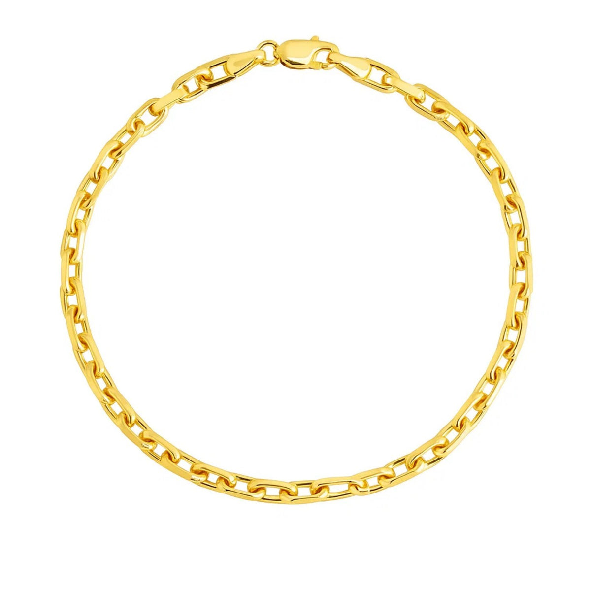 14K Yellow Gold French Cable Chain Bracelet (3.60 mm), view 2