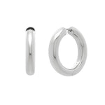 Sterling Silver Round Hoop Earrings with Polished Finish, view 2