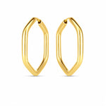 14K Yellow Gold Endless Hexagon Hoop Earrings, view 2
