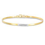 14K Yellow Gold Omega Diamond Bar Bracelet, view 2