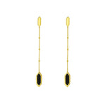14K Yellow Gold Hexagon Onyx Drop Earrings