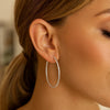 Rhodium Plated Endless Hoop Earrings in Sterling Silver