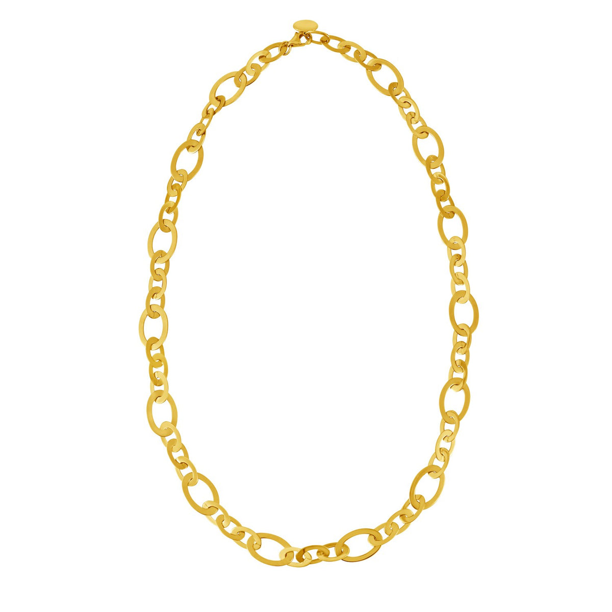 Large Flat Oval Link Necklace in 14K Yellow Gold (7.90 mm), view 2