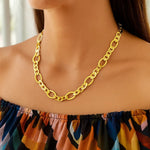 Large Flat Oval Link Necklace in 14K Yellow Gold (7.90 mm), view 4