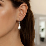 Sterling Silver Polished Puffed Teardrop Dangle Earrings, view 2